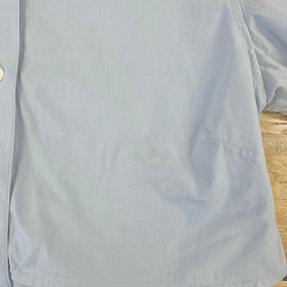 Tome Light Blue Poplin Button-Up Long Sleeve Blouse Open Back Size 2 - Picture 10 of 14